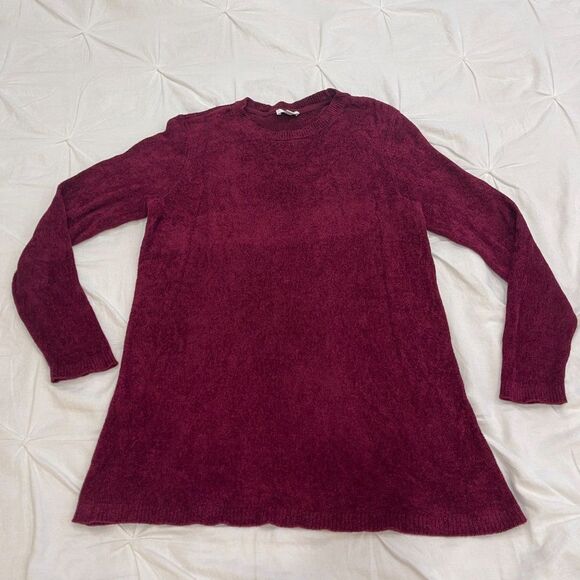 J. Jill Chenille Burgundy Crewneck Knit Sweater Women's M Long Sleeve Pullover - Picture 1 of 8